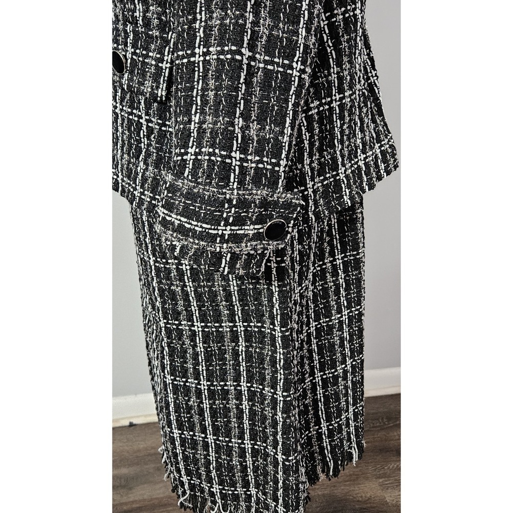 NY Collection Womens 2 Piece Tweed Dress Suit, In Black,White Medium - Picture 7 of 15